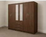 6 Door Wooden Wardrobe with 3 Drawers & Double Mirrors  –   Bedroom Storage Cabinet - Image 3