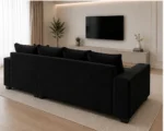 Modern L-Shaped Black Sofa with Chaise – Stylish Living Room Furniture - Image 5