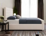Cream Velvet Bed Frame with mattress – Elegant Deep Button Tufted Double Bed with Statement Headboard & Footboard - Image 4