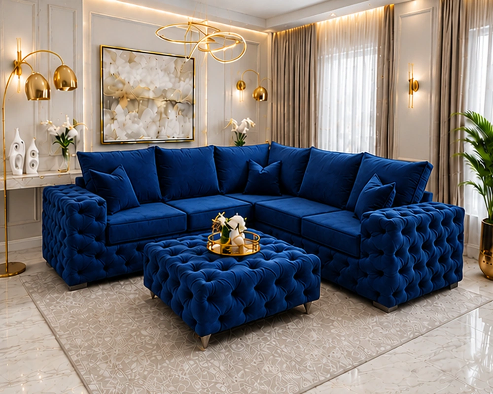 Contemporary Designer L Shaped Seating Suite for Family Interiors Luxury Ashton Corner Sofa – Elegant Modern Premium Fabric Sectional - Image 1