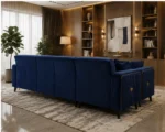 Luxury Navy Blue L-Shaped Sofa 6 seater – Premium Velvet Corner Sofa - Image 2