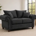 Elegant Dark Grey 3 Seater Sofa – Classic Rolled Arm Chesterfield Sofa