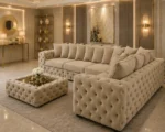Premium Beige L Shape Sofa – Elegant Tufted Corner Living Room Sofa - Image 2