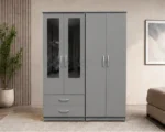 Modern Bedroom Storage Wardrobe with 4 Doors, 2 Mirrors and 2 Large Drawers