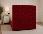 Luxury Burgundy Red Single Bed with mattress – Elegant Button Tufted Bed Frame - Image 3