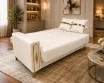Luxury Turkish Sofa bed – Cream Colour 3 Seater Sofa with Gold Accents - Image 2