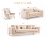 ALTUS Premium Velvet 3+2+1 Sofa set– Turkish Modern Design with Higher Comfortable Seating | 3+2+1 Seater Sofa Set - Image 6