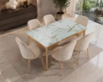 Contemporary Dining Table with 6 Chairs | Stylish 6 Seater Dining Set - Image 2