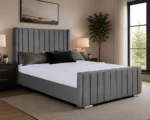 Iron Grey Double Panel Bed – Wingback Panel Bed with Mattress - Image 2