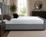 Iron Grey Double Panel Bed – Wingback Panel Bed with Mattress - Image 3