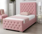 Pink Florida Single Bed Frame with Mattress (3ft | 90 × 190 cm) – Luxury Velvet Upholstered Bed - Image 2