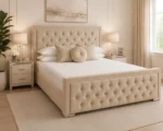 Luxury Beige Hilton 6ft Bed with Mattress – 200 × 200 cm Upholstered Super King - Image 3