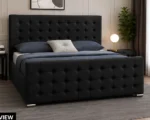 Luxury Black Florida King Bed with Mattress – 180 × 200 cm Premium Upholstered Frame