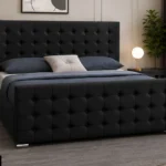 Luxury Black Florida King Bed with Mattress – 180 × 200 cm Premium Upholstered Frame
