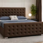 Luxury Brown Florida 5ft King Size Bed with Mattress – Elegant Tufted Design
