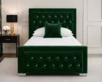 Luxe Green Hilton Single Bed  with Comfortable Mattress – Modern Tufted Headboard - Image 3