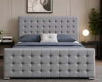 Modern Light Grey Florida 5ft Bed with Mattress – 180 × 200 cm Premium Upholstered Design - Image 2