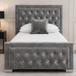 Luxury Grey Hilton Single Bed with mattress – Stylish Tufted Headboard & Comfortable Mattress
