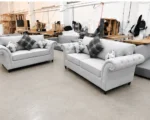 LLuxury White 3+2 Seater Sofa Set – Classic Chesterfield Style with Cushions - Image 2