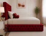 Luxury Burgundy Red Single Bed with mattress – Elegant Button Tufted Bed Frame - Image 5