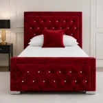 Rich Crimson Hilton Single Bed with mattress  – Premium Upholstered Frame with Comfortable Mattress