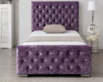Elegant Purple Single Bed Frame - Florida 3ft Upholstered Bed - 90 × 190 cm  bed with mattress