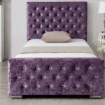 Elegant Purple Single Bed Frame - Florida 3ft Upholstered Bed - 90 × 190 cm  bed with mattress