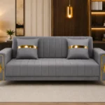 Luxury Turkish Sofa bed – Grey 3 Seater Sofa with Gold Accents