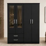 Spacious 4 Door Closet with 2 Mirrored Doors and 2 Practical Storage Drawers