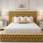 Modern Mustard Gold Ambassador Bed with Mattress-160 × 200 cm