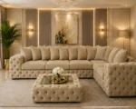 Premium Beige L Shape Sofa – Elegant Tufted Corner Living Room Sofa - Image 4