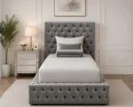 Grey Ambassador Single Bed with mattress – Modern Comfort & Style Luxury Grey Ambassador Single Bed