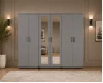 Modern Grey 6 Door Wardrobe with 2 Full-Length Mirrors Spacious Bedroom Storage - Custom Colours & Sizes Available (Copy)