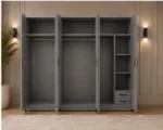 Modern Grey 6 Door Wardrobe with 2 Full-Length Mirrors Spacious Bedroom Storage - Custom Colours & Sizes Available (Copy) - Image 3