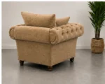 Nicole Sand Beige 1 Seater Sofa – Luxury Rolled Arm Chesterfield Chair - Image 3