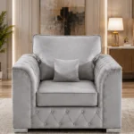 Elegant Grey Tufted 1-Seater Sofa for Modern Living Room Classic Grey 1-Seater Sofa Chair with Tufted Design