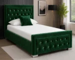 Luxe Green Hilton Single Bed  with Comfortable Mattress – Modern Tufted Headboard - Image 2
