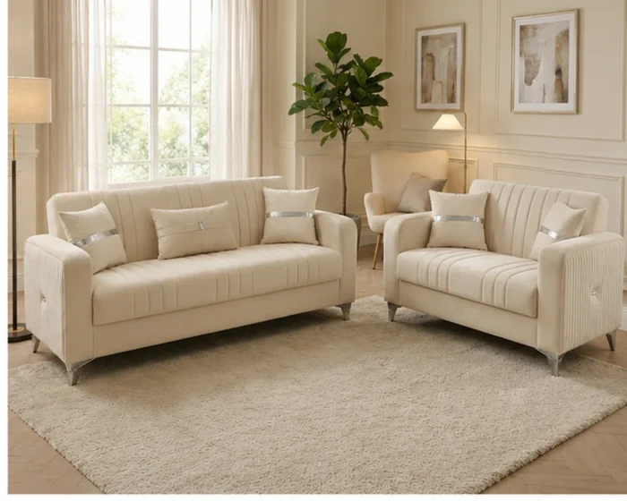 ORION Turkish Luxury 3+2 Sofa Set Plush Velvet - Vertical Channel Design & Premium Comfort