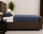 Premium Brown Upholstered Single Bed with Crystal Button Headboard-90 × 190 cm Bed with mattress - Image 3