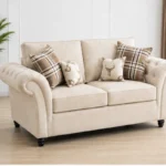 Luxury Cream 2 Seater Sofa – Classic Tufted Fabric Lounge Sofa