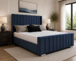 Luxury Wingback Double Bed Frame – 160 x 200 cm – Modern Panel Wingback Double Bed with Mattress - Image 4