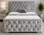 Premium Silver Florida 5ft Bed – 180 × 200 cm Elegant Upholstered King Size Design with mattress - Image 2