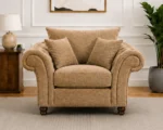 Nicole Sand Beige 1 Seater Sofa – Luxury Rolled Arm Chesterfield Chair - Image 2