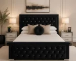 Premium Black Hilton Super King Bed with mattress – 6ft 200 × 200 cm With mattress - Stylish Upholstered Design - Image 2