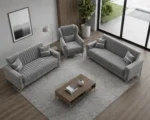 Luxury Turkish Sofa Set – Grey colour 3+2+1 Sofa Set with Gold Accents - Image 2