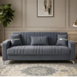 ORION Turkish Luxury 3 Seater Sofa bed Plush Velvet -  Vertical Channel Design & Extra Comfort