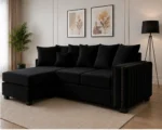 Modern L-Shaped Black Sofa with Chaise – Stylish Living Room Furniture - Image 4