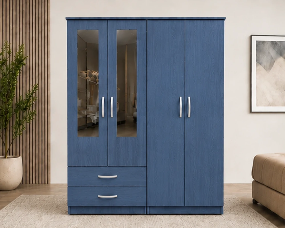 Modern Multi-Compartment Wardrobe Stylish 4 Door Bedroom Storage Wardrobe with 2 Mirrors and 2 Spacious Drawers - Image 1