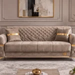 ORION Turkish Luxury Quilted Sofa bed Plush Velvet - Diamond Quilted Backrest & Premium Comfort