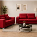 Stylish Sofa Set Red – Modern 3+2 Seater Seating for Elegant Living Room